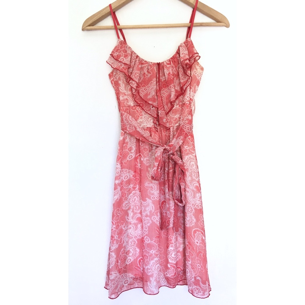 {boutique} paisley sundress ruffle spaghetti strap